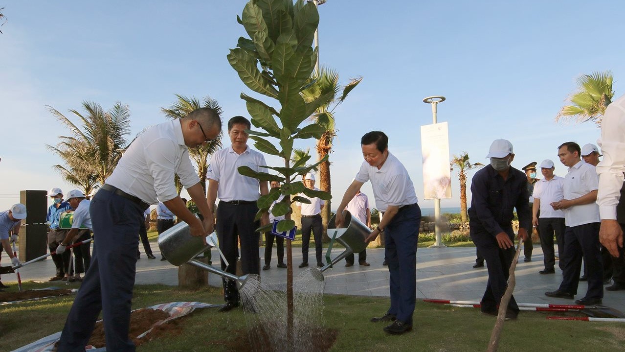 Bộ Tài nguyên và Môi trường phối hợp với tỉnh Phú Yên trồng cây xanh tại Quảng trường tháp Nghinh Phong, TP Tuy Hoà